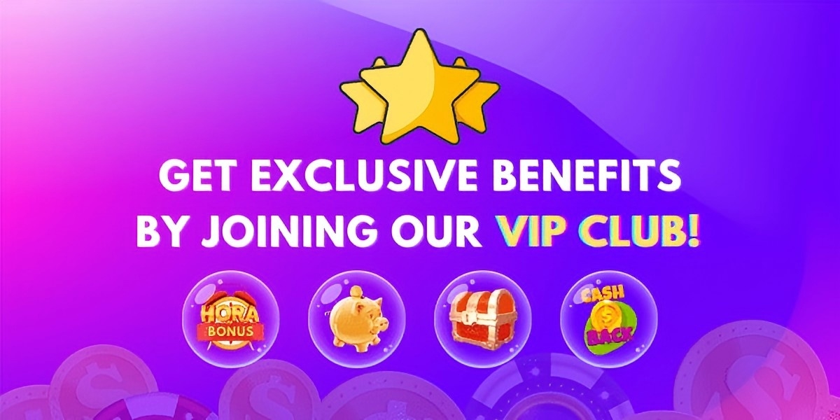 Purple VIP club benefits banner with stars and reward symbols