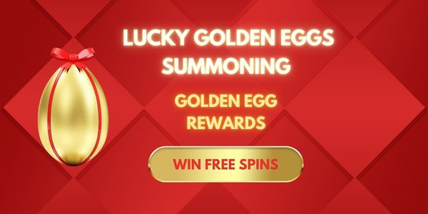 Red golden egg rewards banner advertising free spins